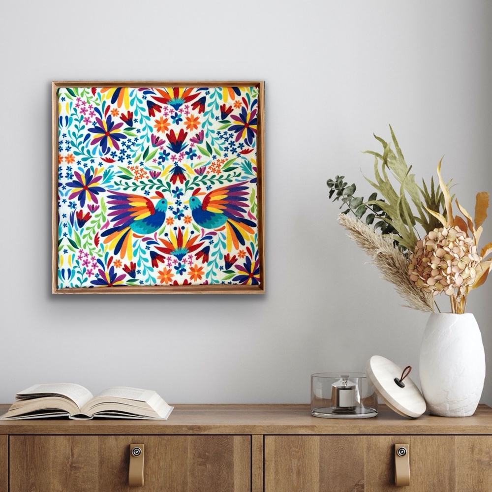 Vibrant Art on Mexican Fabric: Ready to Hang & Perfect for Any Space